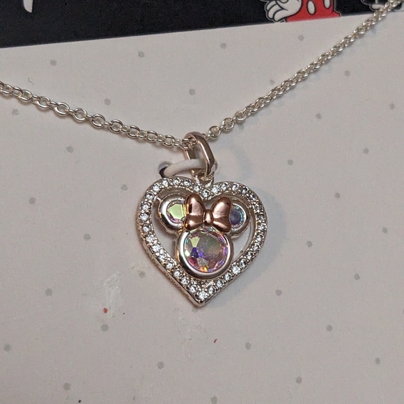 Minnie Mouse Heart Necklace (Fine Silver Plated) NWT - Picture 3 of 7